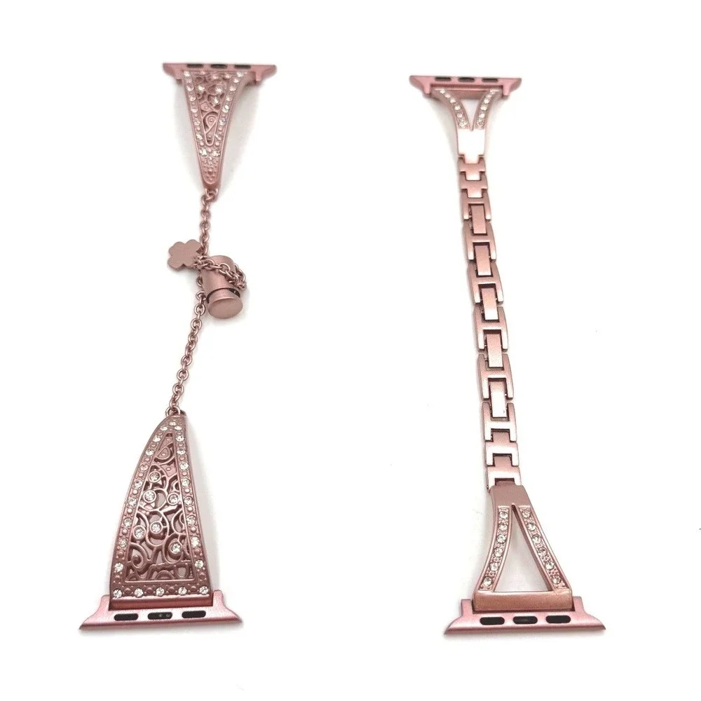 Set of 2‎ Rose Gold Apple Watch Band Rhinestone Charm Women's Luxury Accessory